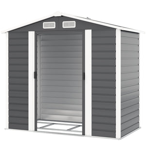 7' x 4' Outdoor Metal Garden Shed with Locking Doors, Dark Gray