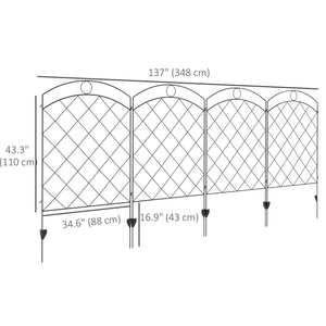 Set of 4 decorative fence panels, black