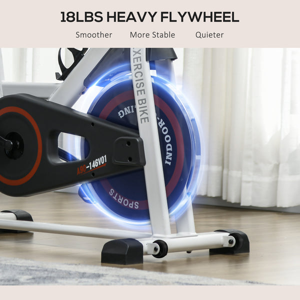 Adjustable Upright Exercise Bike with LCD Display, Adjustable Resistance, White