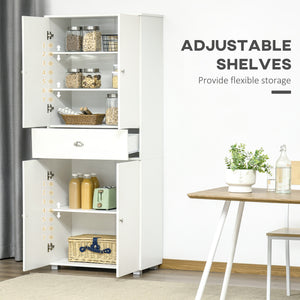 Modern storage unit with 4 doors and 3 adjustable shelves, white