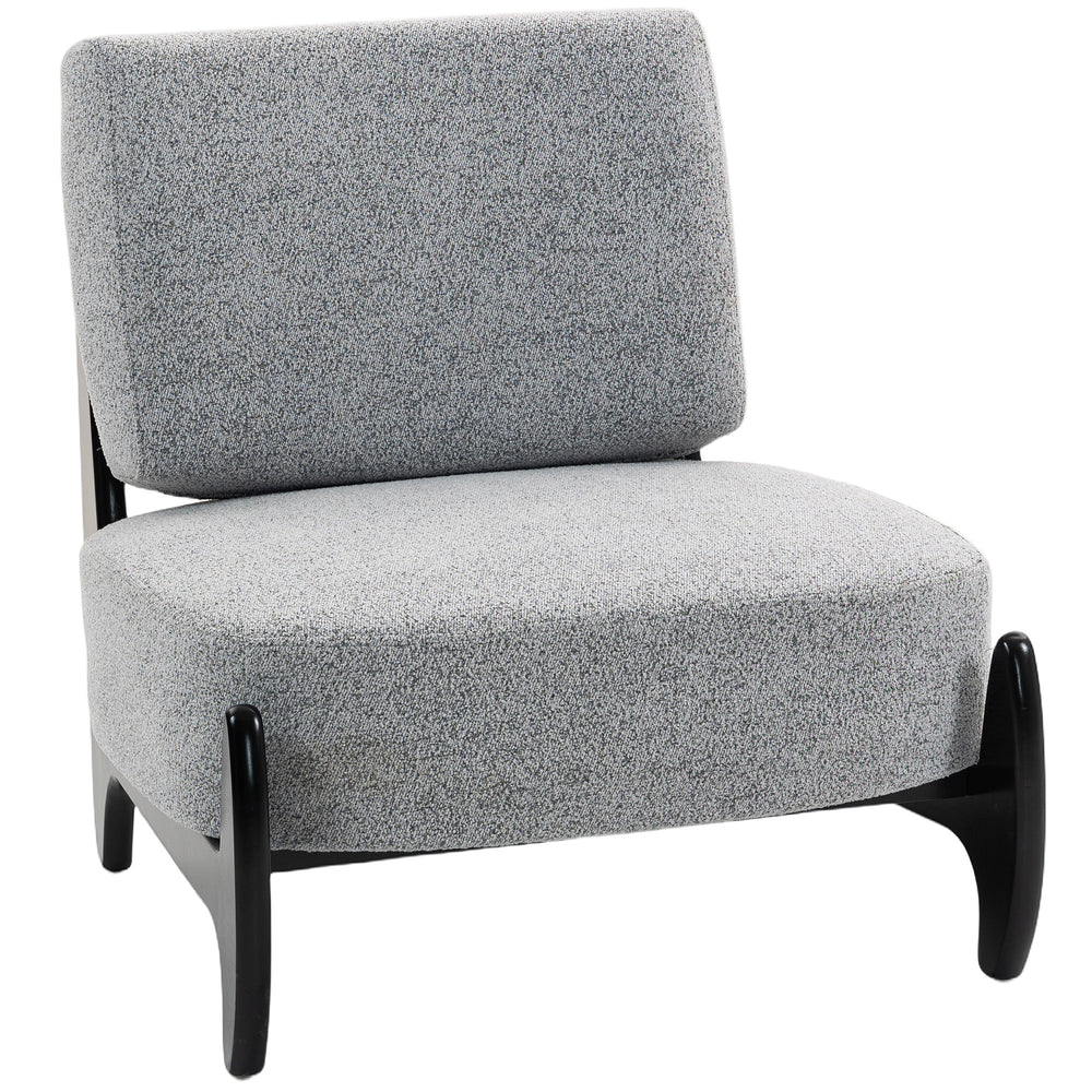 Occasional armchair with rubberwood frame, wide seat, grey