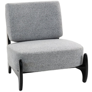 Occasional armchair with rubberwood frame, wide seat, grey