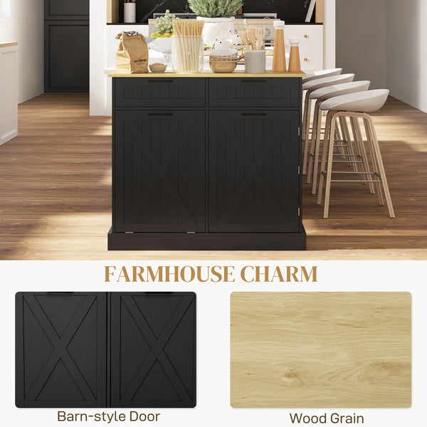 10-Gallon Waste Bin Cabinet with Tilt-Out Drawers, for Freestanding Kitchen Island, Black