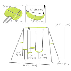 Sturdy metal module with glider and swing, green