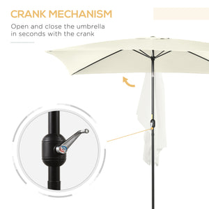 Rectangular tilting aluminium garden parasol 2 x 3 m, garden parasol, outdoor parasol with crank, cream white
