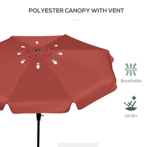 8.7-foot round parasol with tilt and crank, burgundy red 
