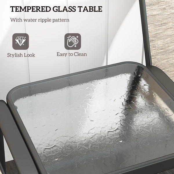 Bistro set with glass table