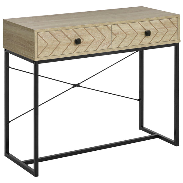 Console table with 2 storage drawers and metal frame