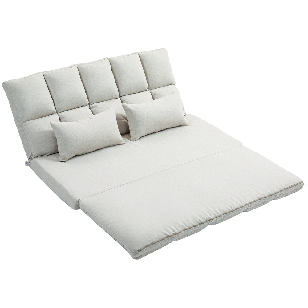 2-seater sofa bed with 9-position backrest and 2 pillows, cream white