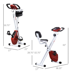Folding exercise bike with 8 magnetic resistance levels, red