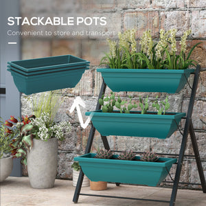 Three-tier raised vertical planter with three containers