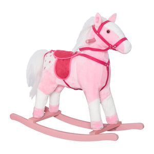Plush Rocking Horse with Realistic Sound, Light Pink