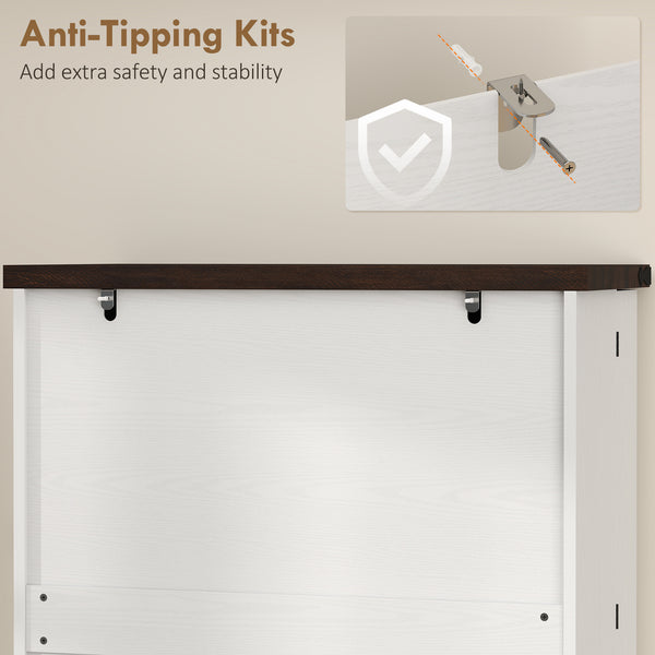 72" Tall Kitchen Pantry Cabinet, Farmhouse Storage Cabinet with 8 Door Racks and Adjustable Shelves, White