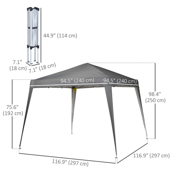 8 x 8 folding tent, carrying bag included, grey