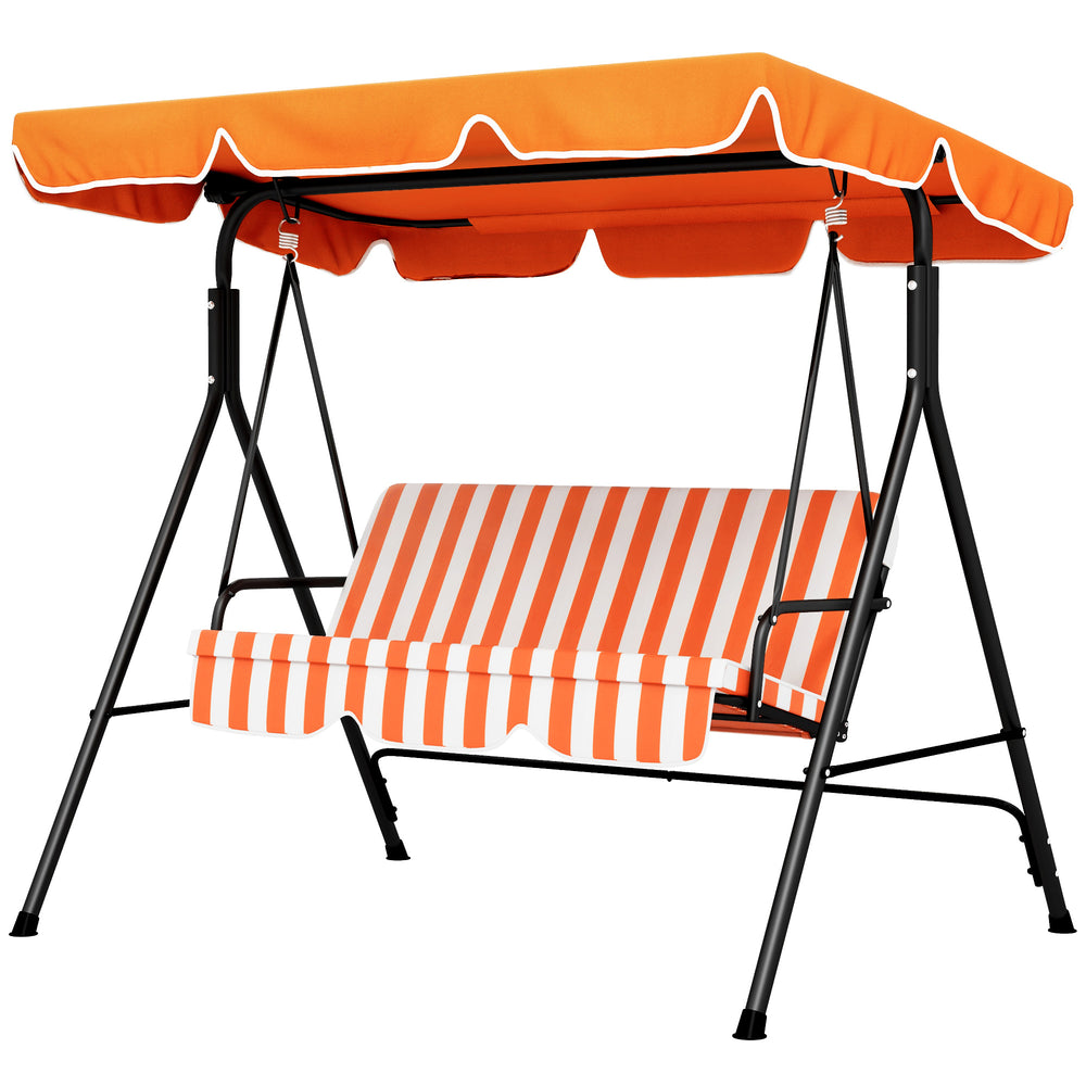 3-seater swing with adjustable canopy, orange and white