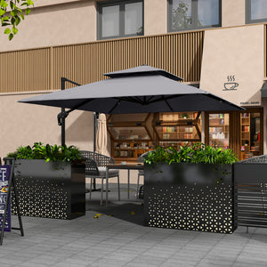 9.8-foot square cantilever parasol, 360° rotation, light grey