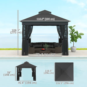 10' x 10' Gazebo with Shelves and Netting, UV30+ for Lawn, Garden and Patio