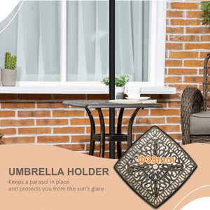 Aluminium Outdoor Side Table with Umbrella Hole, 21" Square Patio Coffee Table End Table, Bronze