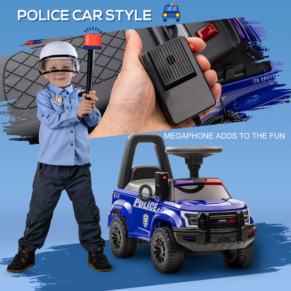 Police car with hidden storage under seat, megaphone, blue