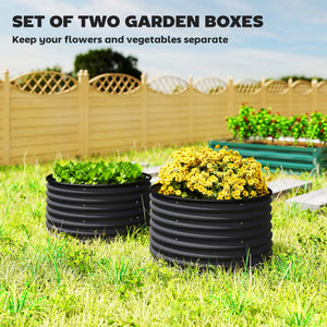 Set of 2 raised garden beds with safety edging