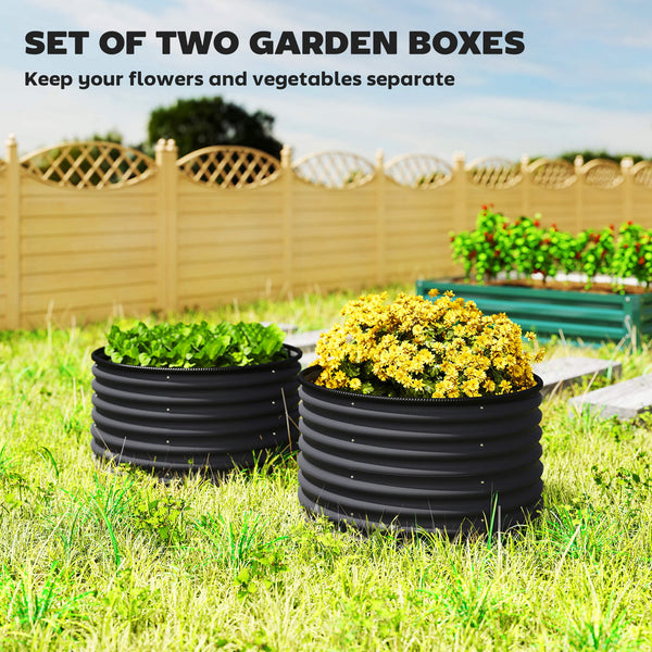 Set of 2 raised garden beds with safety edging