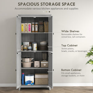 Storage unit with doors and shelves, gray