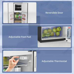 Double Door Mini Fridge with Freezer, 4.6 cu. ft., Thermostat, Shelves, Reversible Door, Black