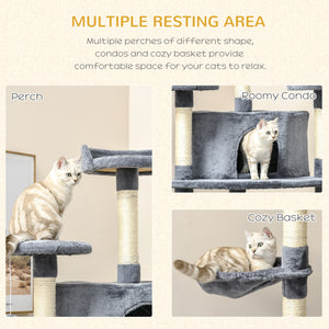 79" Cat Tree with Kitten Toys, Light Gray
