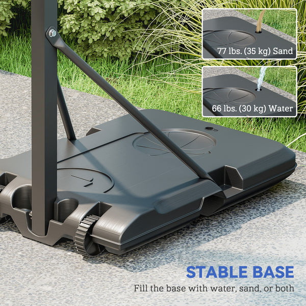 Basketball hoop with stand, weighted base and unbreakable backboard
