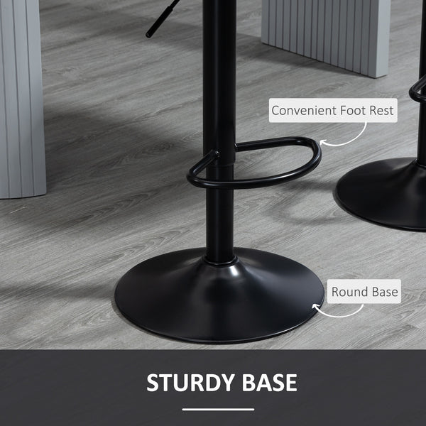 Bar Stools Set of 2, Swivel Counter Height Barstools with Back, Footrest, Adjustable Height, Black