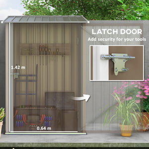 Lean-to garden shed in galvanized steel with lockable door