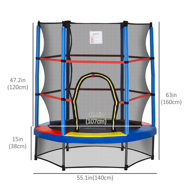 4.6-foot trampoline with safety net, multicoloured