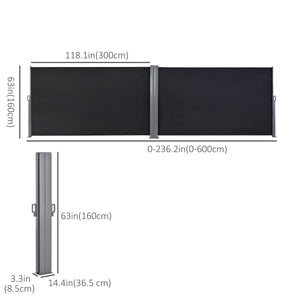 Double retractable exterior windshield, black