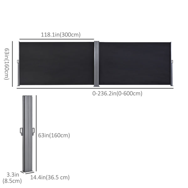 Double retractable exterior windshield, black