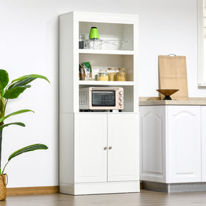 Kitchen sideboard with 6-tier shelves, white, wood look