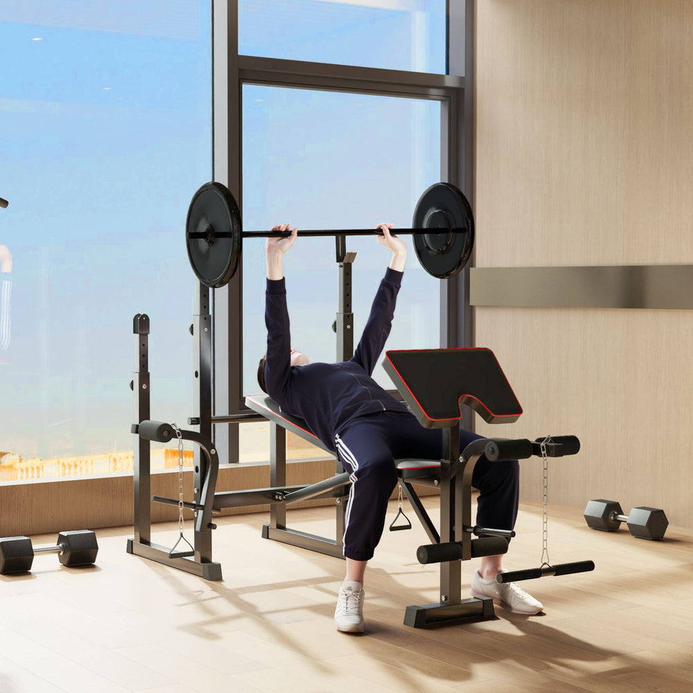 Weight bench with rack for home training