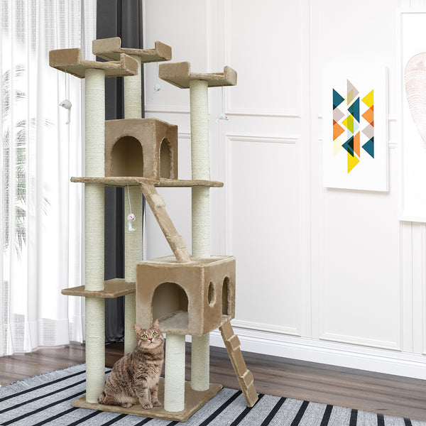 79" Cat Tree with Scratching Post for Kittens, Beige
