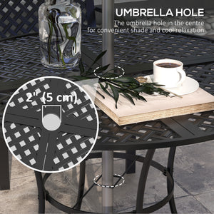 5 Piece Outdoor Dining Set with 4 Padded Stacking Armchairs, Patio Furniture Set with Umbrella Hole, Grey