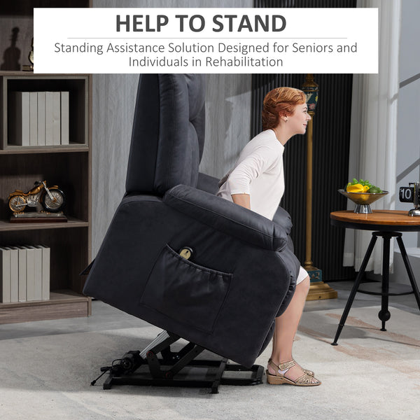 Microfiber Senior Recliner Lift Chair with Remote Control, Charcoal Grey