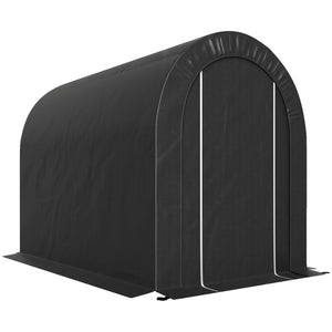 Heavy-duty and portable 5 x 8 galvanized steel motorcycle shelter, black