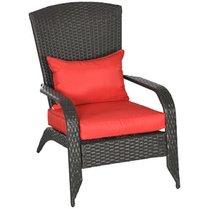 Muskoka Wicker Adirondack Chair with Cushions, Red