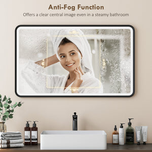 HOMCOM 101.6 x 61 cm bathroom mirror with LED lighting, wall-mounted, 3 colors, dimmable, horizontal/vertical format, black