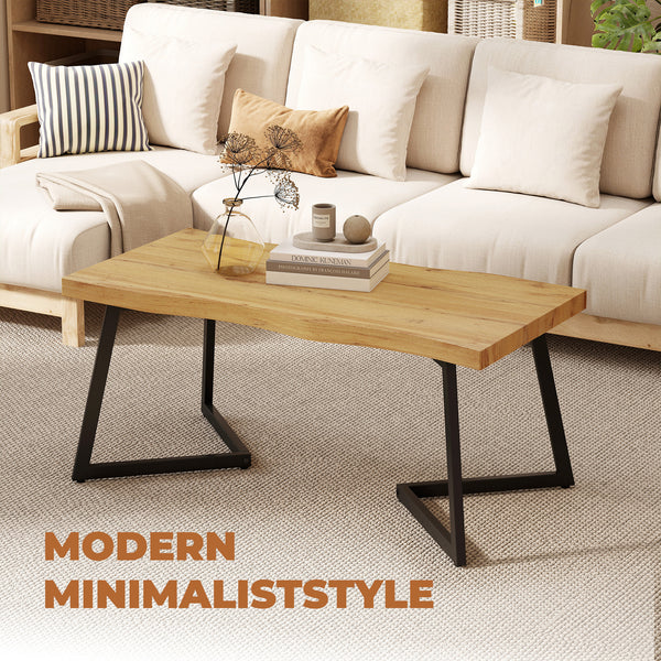 39" thick-top coffee table, oak and black effect