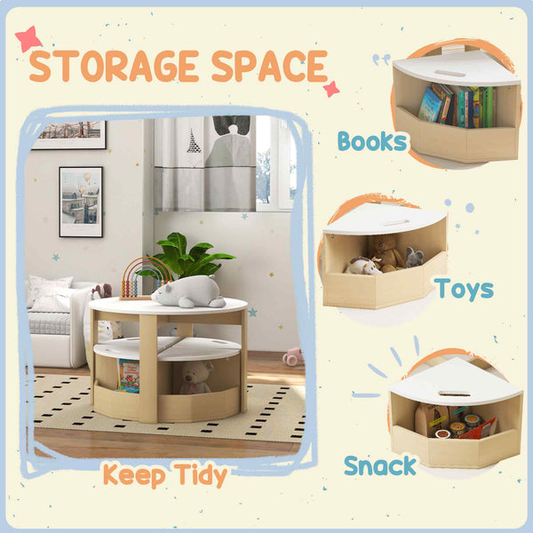 5-piece table and chair set with storage for children's bedroom, white