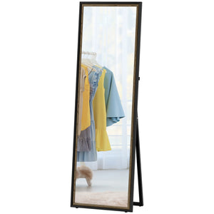 Full-length mirror with two-tone frame, black and gold