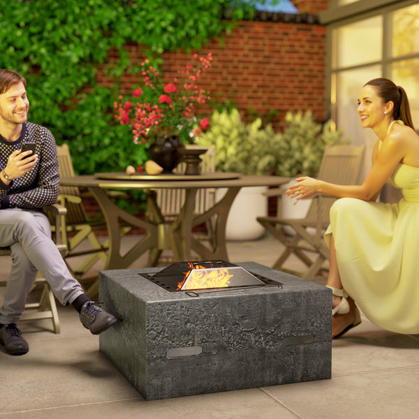 Wood-burning fireplace with poker, anthracite grey 