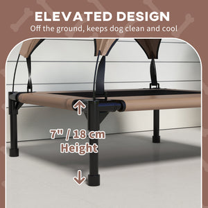 Elevated cooling dog bed with washable breathable mesh canopy