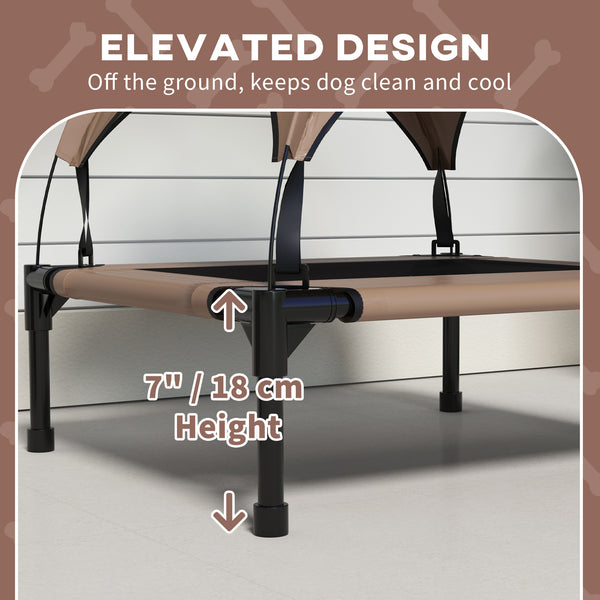 Elevated cooling dog bed with washable breathable mesh canopy