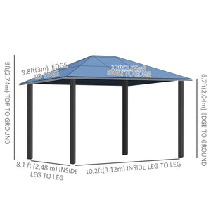 10 x 12 gazebo with rigid polycarbonate panel roof