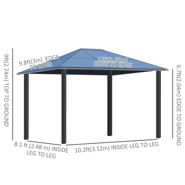 10 x 12 gazebo with rigid polycarbonate panel roof